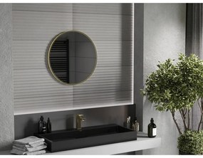 Mexen Loft, okrúhle kúpeľňové zrkadlo 65 cm, farba rámu zlatá matná, 9850-065-065-000-50