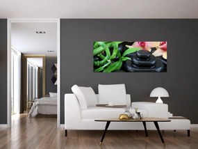 Obraz - Kamene a orchidey (120x50 cm)