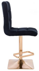 LuxuryForm DESIGN Barová stolička TOLEDO VELUR na zlatej hranatej podstave - čierna