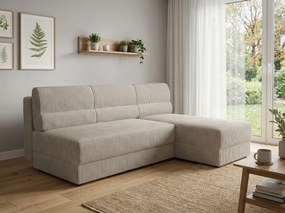 AKCIA Rozkladacia obojstranná sedacia súprava do L TAVERO SLIM 201x140 cm, svetlobéžová II. akosť