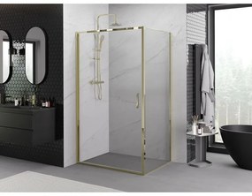Mexen Exo, výklopný sprchový kút 80 x 90 cm, číre sklo, zlatá, 817-080-090-50-00