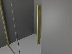 Mexen Velar, sprchový kút s posuvnými dverami 90(dvere) x 75(stena) cm, 8mm číre sklo, zlatá matná, 871-090-075-01-55