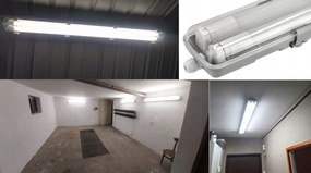 Súprava 2x Hermetické svietidlo 120 cm - lampa + LED trubice do dielne a garáže