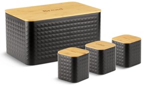 WELLHOX sada chlebníka s 3 dózami v čiernej farbe
