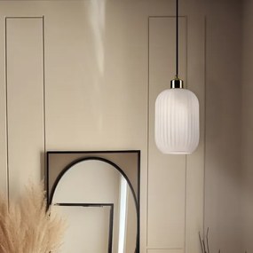 Luster na lanku HARMA 1xE27/15W/230V pr. 14 cm biela/zlatá