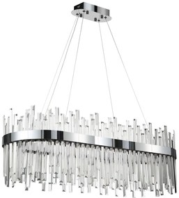 Toolight Toolight, LED krištáľové svietidlo 80x35 cm, 62W, APP1514-CP80, chrómová, OSW-03262