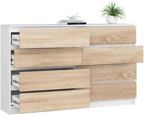 Komoda Koa IV (biela + dub sonoma). Akcia -20%. Vlastná spoľahlivá doprava až k Vám domov. 1128705