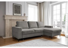 Sivá menčestrová rozkladacia rohová pohovka (pravý roh) Lofty Lilly – Miuform