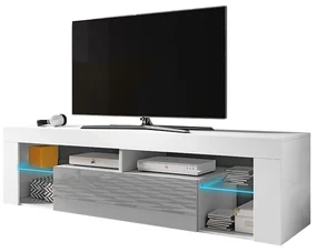 TV skrinka/stolík Bionca (s osvetlením) (biela + sivá). Vlastná spoľahlivá doprava až k Vám domov. 1098596