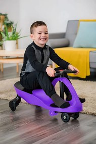 Gravitačné jazdítko ECOTOYS 360° volant s LED kolieskami, gumové kolesá, 3+ fialové