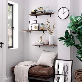 Police na stenu, 2ks, 7x60x20cm, hnedo-čierne