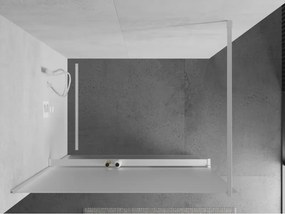 Mexen Kioto+, sprchová zástena Walk-In s poličkou a vešiakom 100 x 200 cm, 8mm sklo námraza, biely profil, 800-100-121-20-30