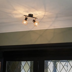 Moderné bodové svetlo čierne s meďou 2-svetlo - Mesh