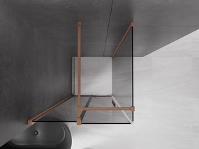 Mexen Velar, sprchový kút s posuvnými dverami 120 x 120 cm, 8mm šedé sklo, medená matná, 871-120-120-41-65