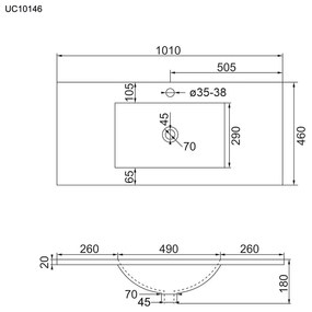 Mereo Mailo, kúpeľňová skrinka s keramickým umývadlom 101 cm, dub Riviera, , chróm madlo, MER-CN527