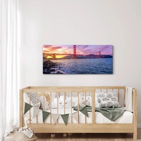 Obraz mosta pri západe slnka (120x50 cm)
