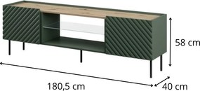 TV stolík Onda 180,5 cm zelený/dub artisan