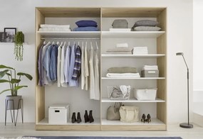 Šatníková skriňa so zrkadlom Cano, 228 cm, dub san remo/biela