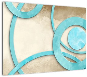 Sklenený obraz - Modré kruhy na Aquarel (70x50 cm)