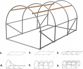 GARDEN LINE 3-segmentový fóliový záhradný tunel 3x2x2m s otváracími dverami TUN3941