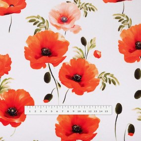 Biante Teflónový okrúhly obrus TF-133 Červenooranžové vlčie maky na bielom Ø 80 cm