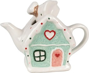 Zelená keramická kanvička chalúpka Gingerbread - 21 * 10 * 15 cm / 600 ml