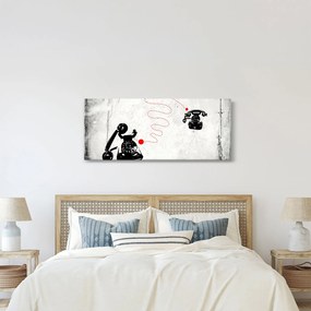 Obraz - Kresba telefónu na štýl Banksyho (120x50 cm)