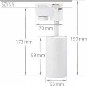 LED koľajnica 2m + 7x GU10 bodové žiarovky - sada