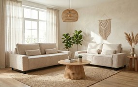 Dvojmiestna pohovka Cassino, krémová štruktúrovaná látka