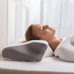 Ergonomický vankúš z pamäťovej peny bielo-šedá 60 x 35 cm