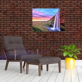 Sklenený obraz - Vodopád Seljalandsfoss (70x50 cm)