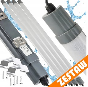 Sada 4 LED svietidiel 120 cm 36 W 3000 lm Hermetické svietidlo IP65 do garáže, dielne