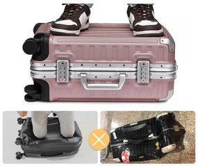Konofactory Zlato-ružový prémiový široký kufor s hliníkovým rámom "Alfa" - M (35l)
