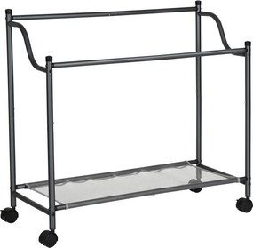 Kôš na bielizeň s kolieskami, 4 priehradky, vozík na bielizeň, 4 x 35L, sivý