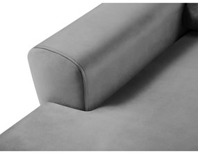 Svetlosivá zamatová rozkladacia/s úložným priestorom rohová pohovka (ľavý roh/s leňoškou) Kyoto – Cosmopolitan Design