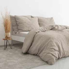 Goldea posteľné obliečky z ľanovej zmesi - kávové 240 x 220 a 2ks 70 x 90 cm