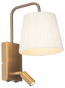 Moderná nástenná lampa biela a bronzová s lampou na čítanie - Renier