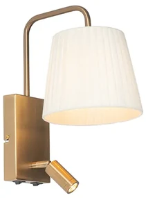 Moderná nástenná lampa biela a bronzová s lampou na čítanie - Renier