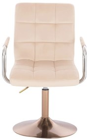 LuxuryForm DESIGN Stolička VERONA VELUR na zlatom tanieri - krémová