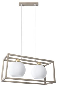 Závesné svietidlo Eliza Cage, 2x biele sklenené tienidlo v kovovom ráme