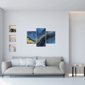 Obraz - Modro-zlatá abstrakcia (90x60 cm)