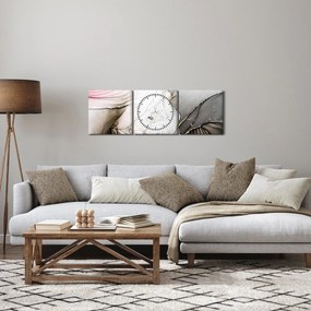 Obraz - Mramorový atrament (s hodinami) (90x30 cm)