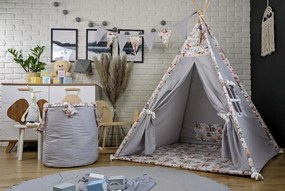 Detský kôš na hračky ANIMALS - LES - šedý