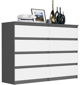 Moderná komoda s 8 šuflíkmi R-140-S8 - rôzne farebné prevedenia biela
