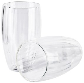 Sada 2 ks skleněných hrnků PETER STRIPES 450 ml čirá