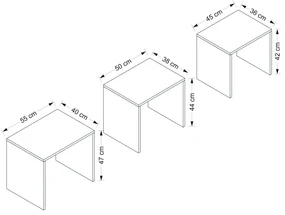 Skladací stôl Alya Anthracite, 3 ks