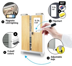 Kovová kancelárska skrinka Biely/ Zlatý dub: Eco Design JAN II