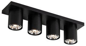 Moderné stropné bodové svietidlo čierne 4-svetlo - Tubo