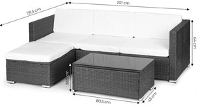 Komplet záhradného nábytku z technorattanu, sivý MultiGarden