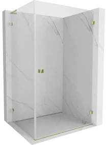 Mexen Lunar-B L pravý výklopný sprchový kút 75 x 70 cm, číre sklo, zlatá lesklá, 832L-075-070-50-00-P
